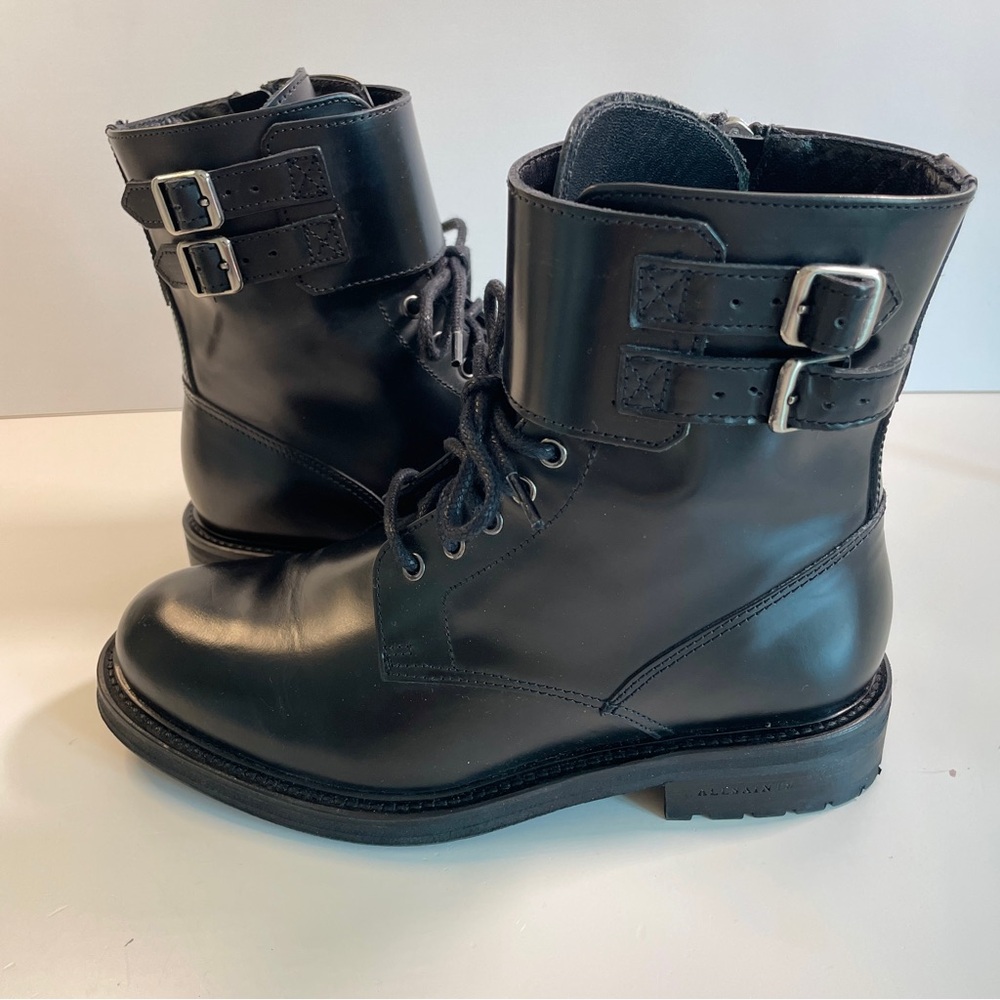 AllSaints Brigade Black Combat Boot Sz 5.5 Women’s